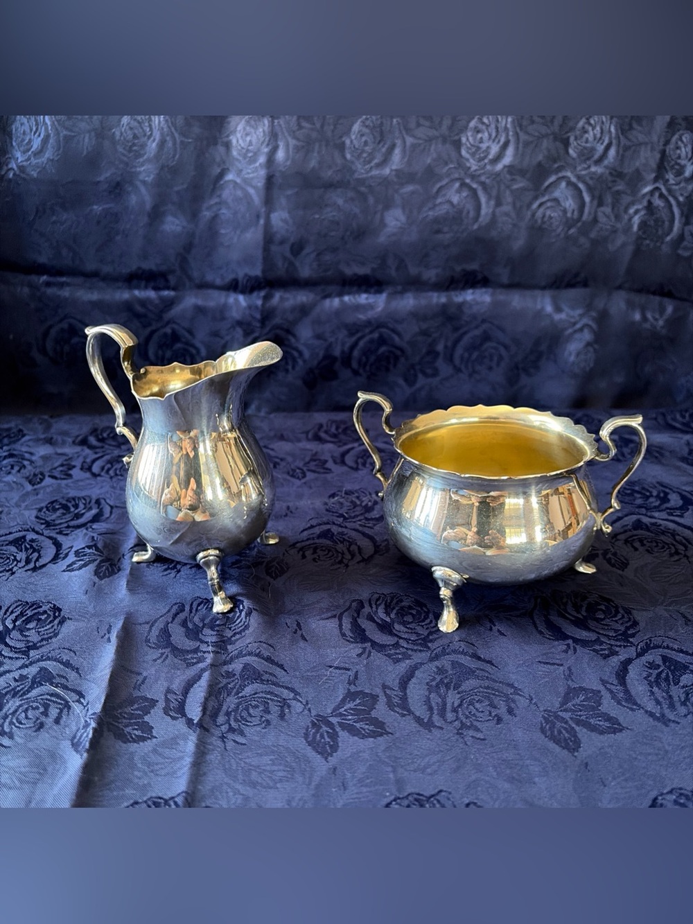 International Silver Co Silver Plated Footed Sugar Bowl And Footed Creamer #2477